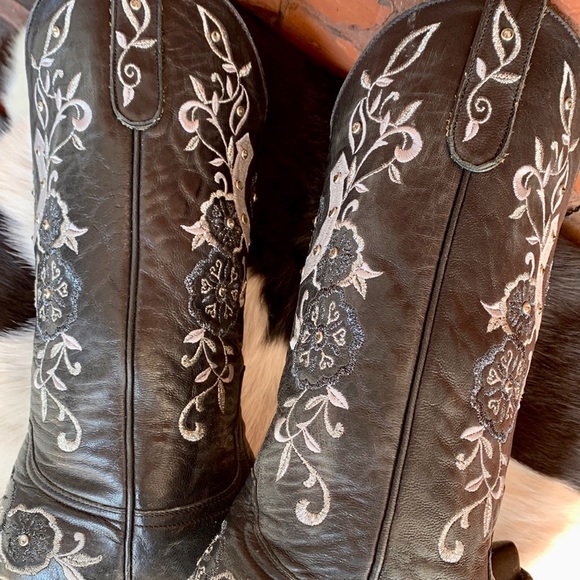 OLD GRINGO Swarovski Crystals Lucky Horseshoe Black Cowboy Western Boots 9.5 - Picture 7 of 12